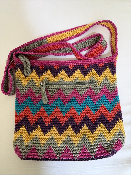 The Sak Handbags - THE SAK ORIGINALS FUN MULTI-COLORED CROCHETED CHEVRON HOBO/BOHO SHOULDER BAG